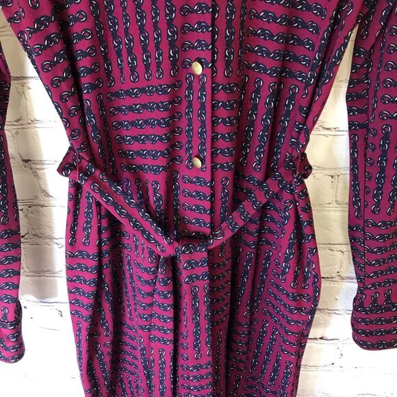 Talbots Long Sleeve Equestrian Grandmillenial Cotton Knit Midi Shirt Dress M - Picture 3 of 11